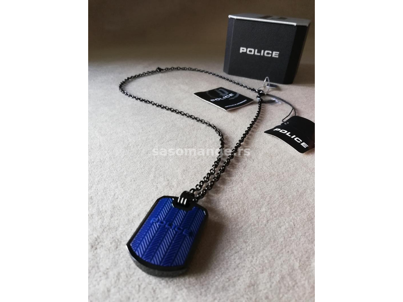 Muška POLICE ogrlica sa pločicom (plava), NOVA, ORIGINAL