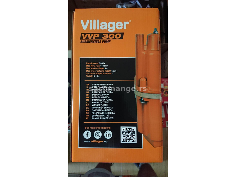 Villager VVP 300 elektrovibraciona potapajuca pumpa NOVO!+GARANCIJA!