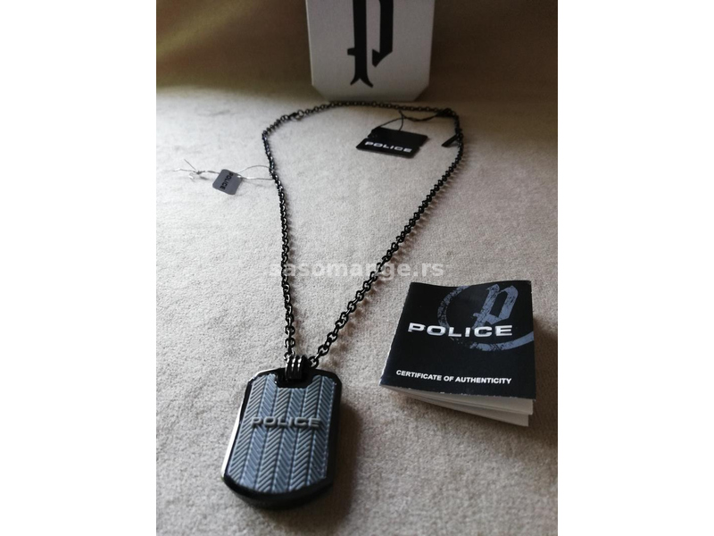 Muška POLICE ogrlica sa pločicom (siva), NOVA, ORIGINAL