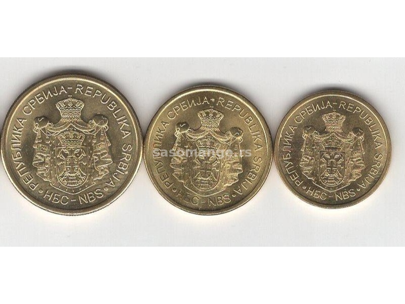 SRBIJA kompletan set kovanica 2019. UNC 1, 2 i 5 Dinara