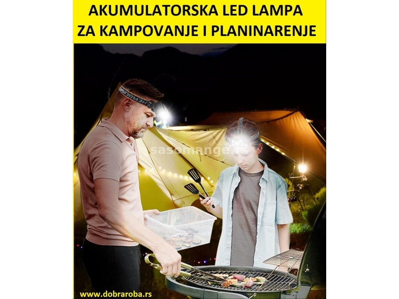 Punjiva, naglavna LED lampa za kampovanje - NOVO