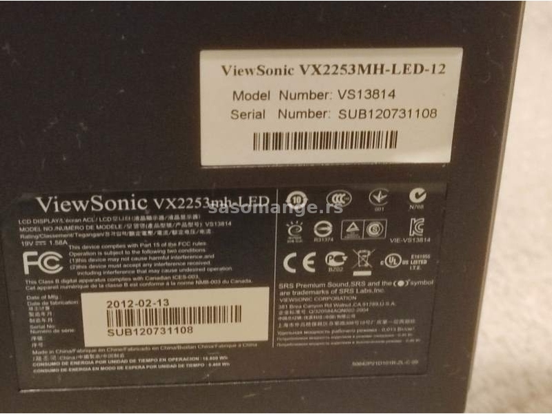 ViewSonic VX2253MH monitor LED velicine 22"