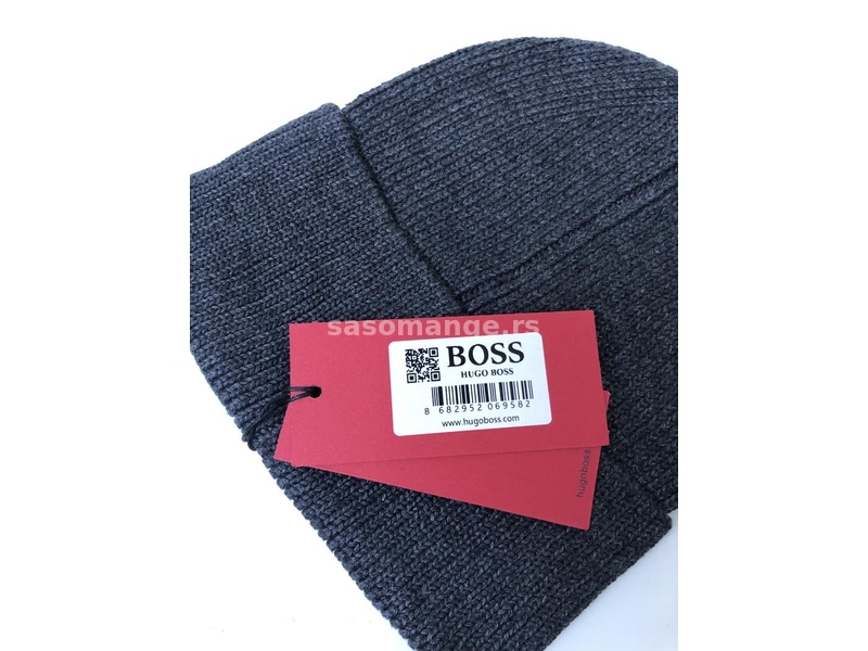 Hugo Boss zimska kapa unisex sive boje K1 SNIZENO