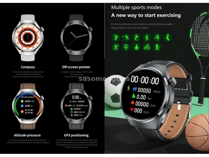 GT4 PRO Smart Watch GPS, NFC, ECG+PPG, BT Poziv