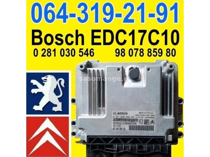 1,6 HDI KOMPJUTER Bosch EDC17C10 Pežo Peugeot Citroen , 0 281 030 546 . 9807885980