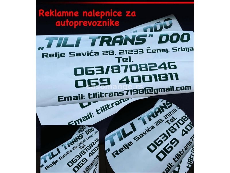 Reklamne nalepnice za autoprevoznike PO ŽELJI -Nalepnice za kamione- Dostavna vozila -2199