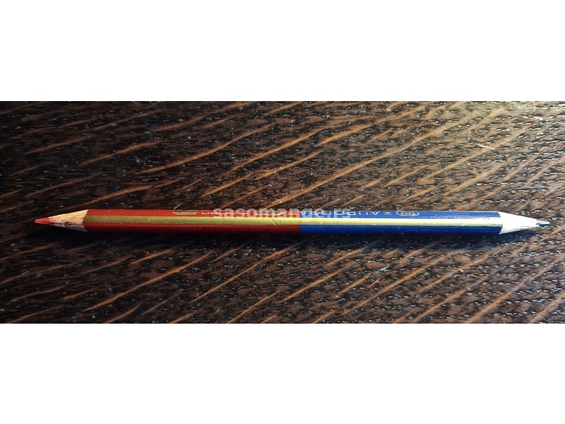 Olovka drvena plavo crvena klasična