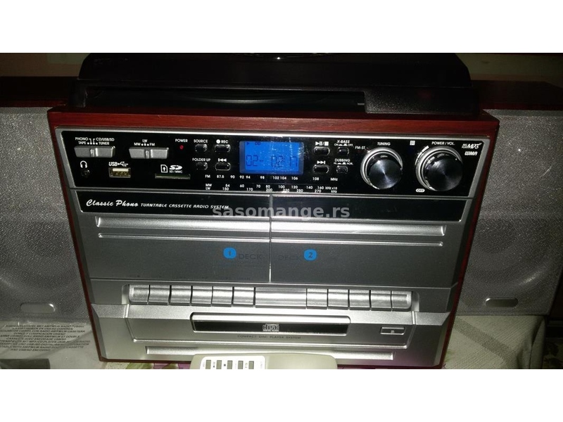 Muzicka linija Lenco TCD 990 rec+play usb+sd Mp3, gramofon+dupli dek+radio+cd+daljinski nekoriscena