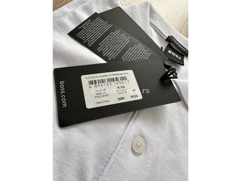 Hugo Boss bela muska majica sa kragnom HB44