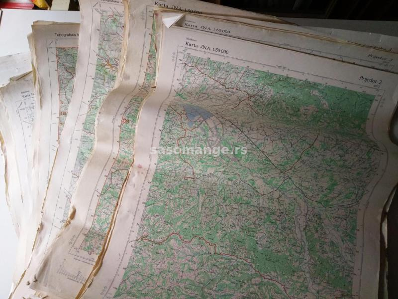 Topografske karte JNA oko 160 komada (može zamena)