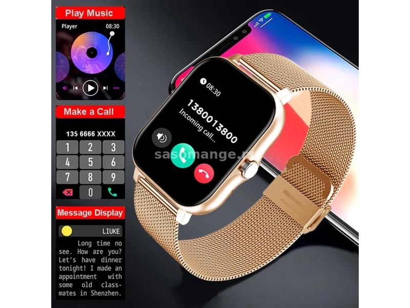 Ženski Bluetooth Smart Watch Gold, Bluetooth Pozovi