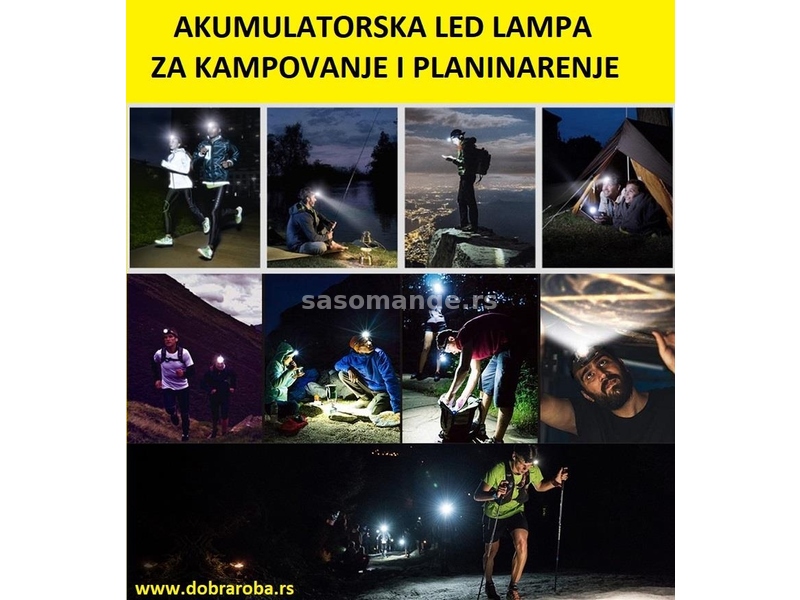 Punjiva, naglavna LED lampa za kampovanje - NOVO