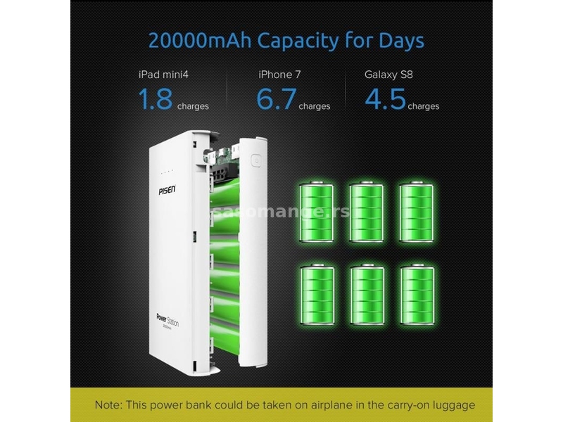 Eksterna baterija Power bank 20000mAh Pisen 2