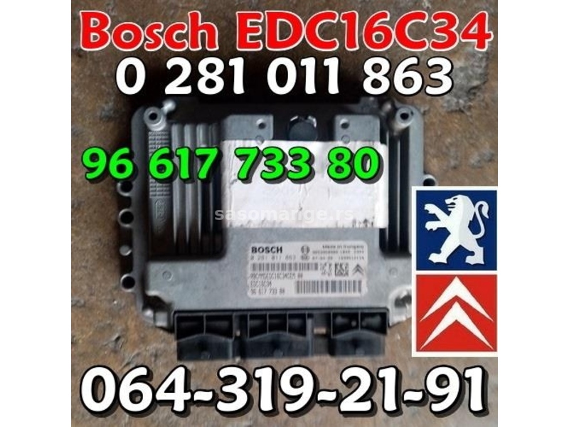 KOMPJUTER Bosch EDC16C34 Pežo Peugeot Citroen , 0 281 011 863 . 9661773380