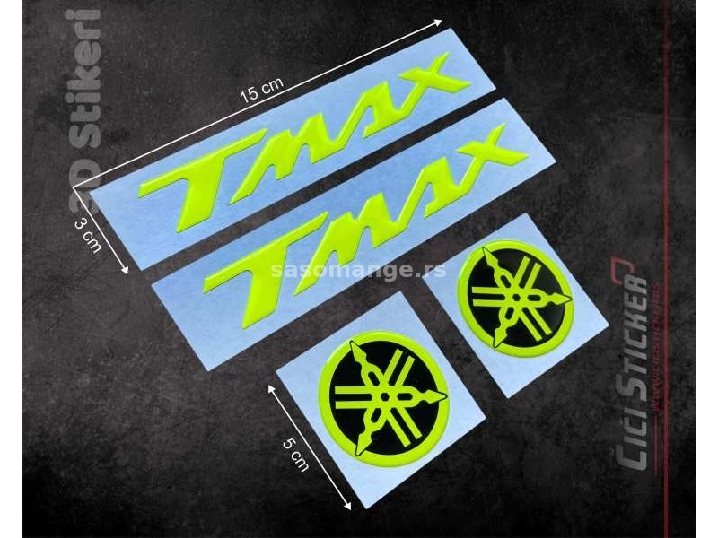 3D Stikeri Yamaha Tmax fluo Žuta - Nalepnice za motore- 2215