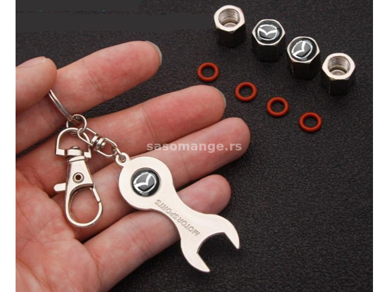 Kapice za ventile Mazda 4 komada + privezak za ključeve