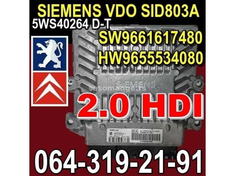 2.0 HDI KOMPJUTER Siemens VDO SID803A Pežo 407 Peugeot Citroen