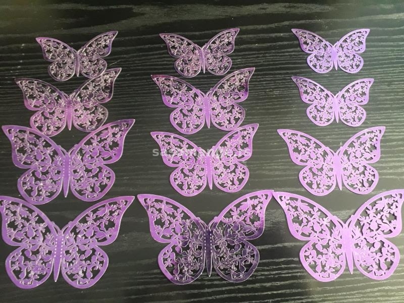 3D leptiri LJUBIČASTI 12 komada