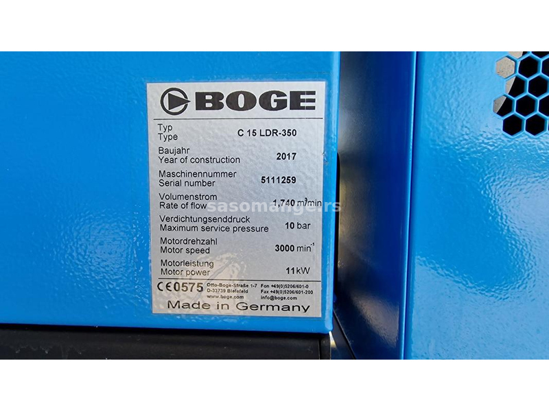 Polovan vijčani kompresor BOGE C 15 LDR 350 ( 11111010169 ) TG0166