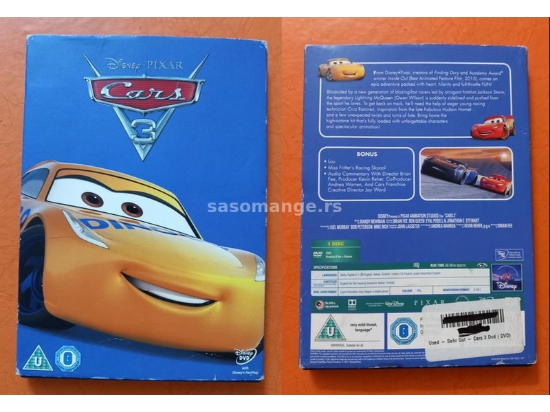 Cars 3 Disney pixar DVD strani film