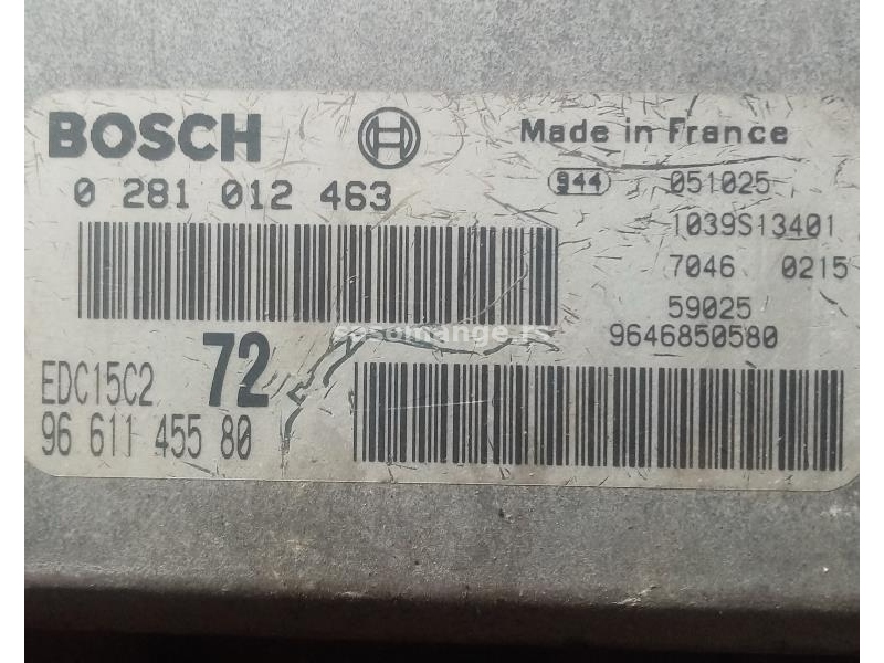 KOMPJUTER Bosch EDC15C2 Pežo 807 Peugeot Citroen C8 , 0 281 012 463 . 9661145580