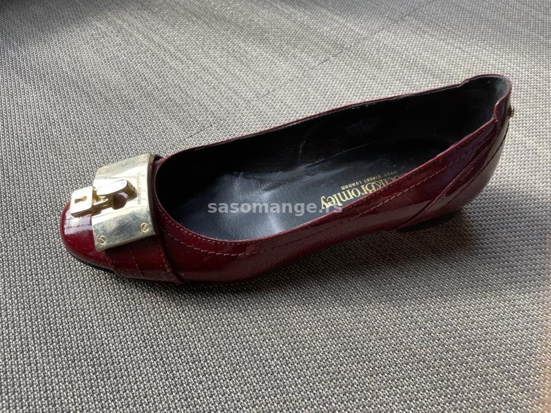 Ravne ženske cipele baletanke od crvene lakovane kože