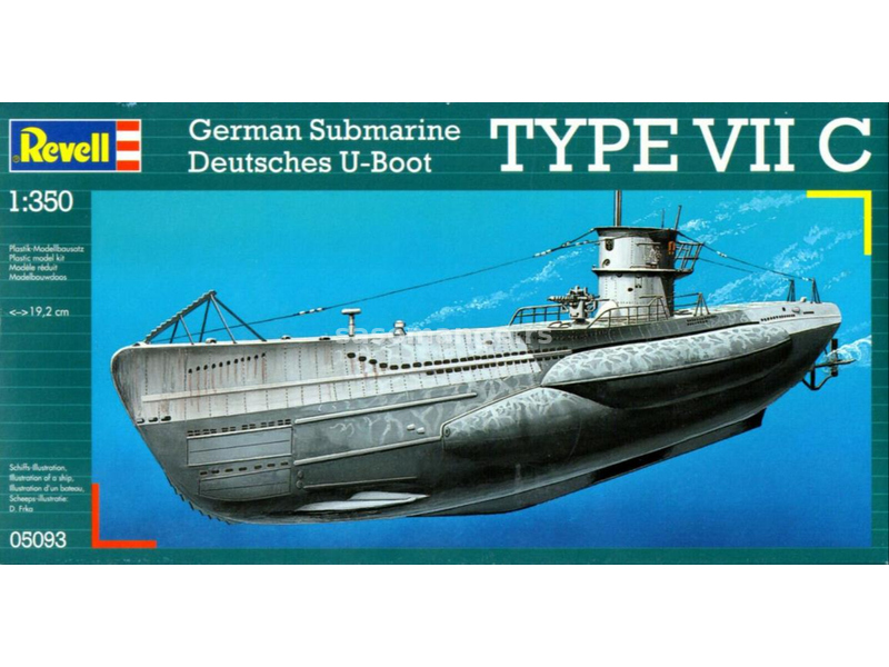 1:350 U-Boot nemačka podmornica 19cm submarine Type VII C