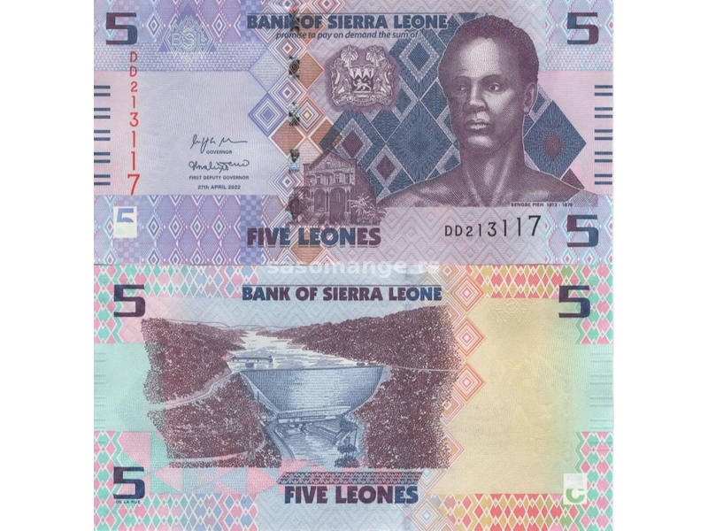 SIERRA LEONE lot 1, 2, 5, 10 i 20 Leones 2022 UNC