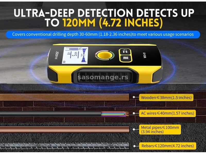 FNIRSI WD-01 Detekror Metala i Strujnih Vodova 3X1