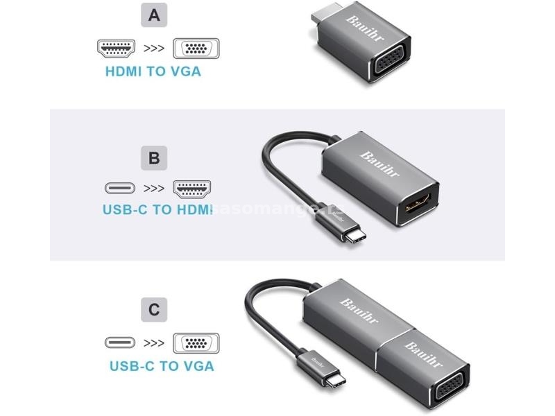 USB C na HDMI VGA adapter konverter 4K Bauihr