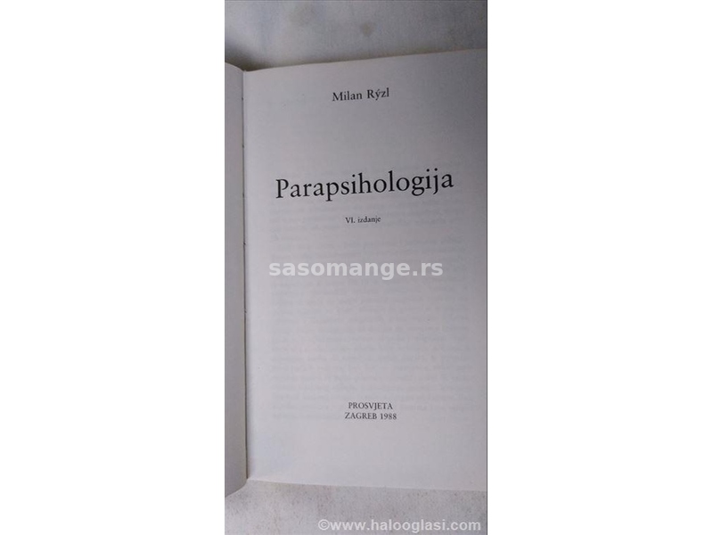 Knjiga:Parapsihologija,Milan Ryzl 1981;Tvrd povez ,288 str.
