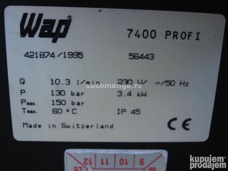 Wap 7400 Profi-mašina za pranje pod visokim pritiskom
