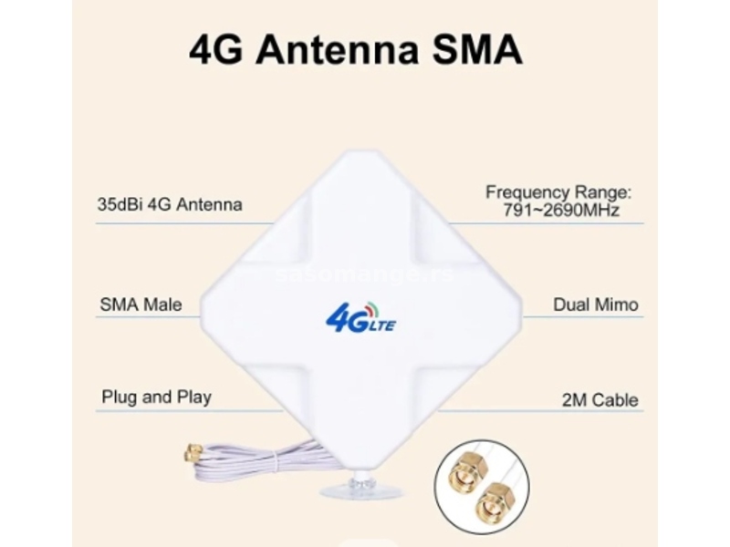 Antena za 3G-4G-LTE WIFI routere 35 DBi SMA