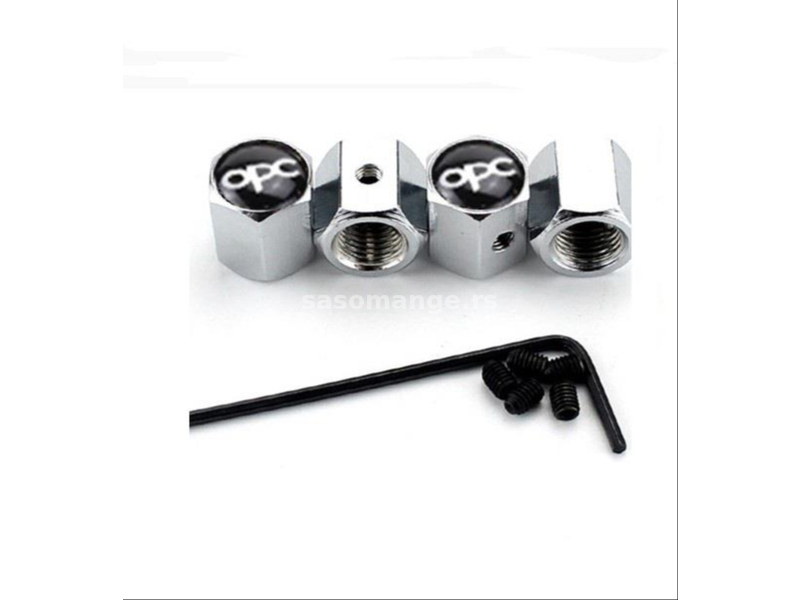 Kapice za ventile Opel OPC sa zaštitom od krađe 4 komada silver