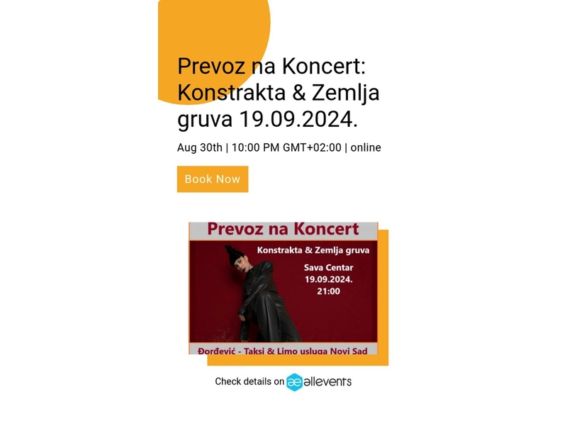 Prevoz na Koncert Konstrakta &amp; Zemlja gruva 19.09.2024. iz Novog Sada