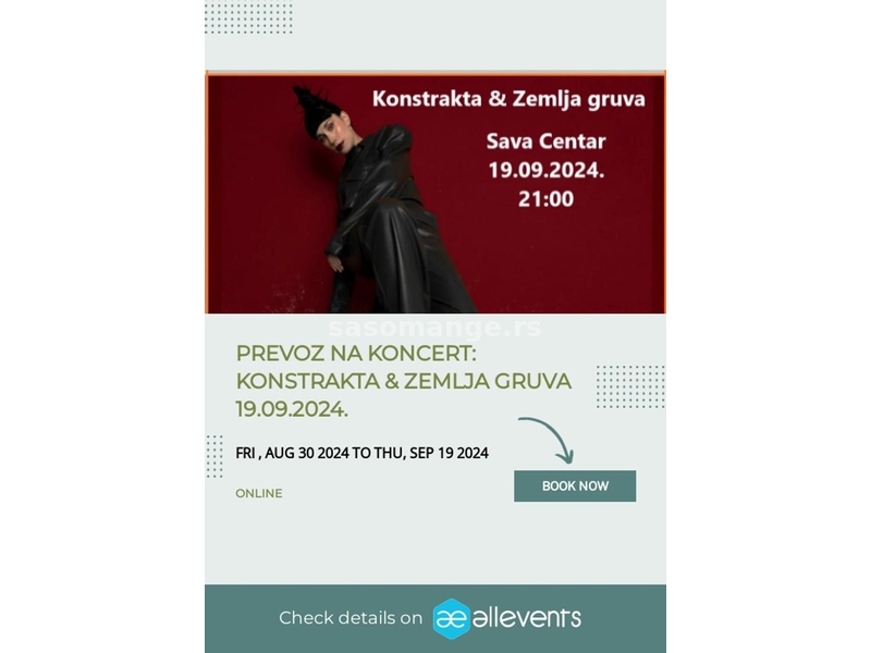 Prevoz na Koncert Konstrakta &amp; Zemlja gruva 19.09.2024. iz Novog Sada