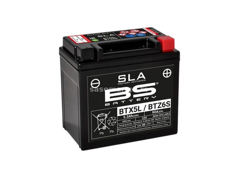 Akumulator BS 12V 5Ah BTX5L-FA SLA desni plus (113x70x105) AK89