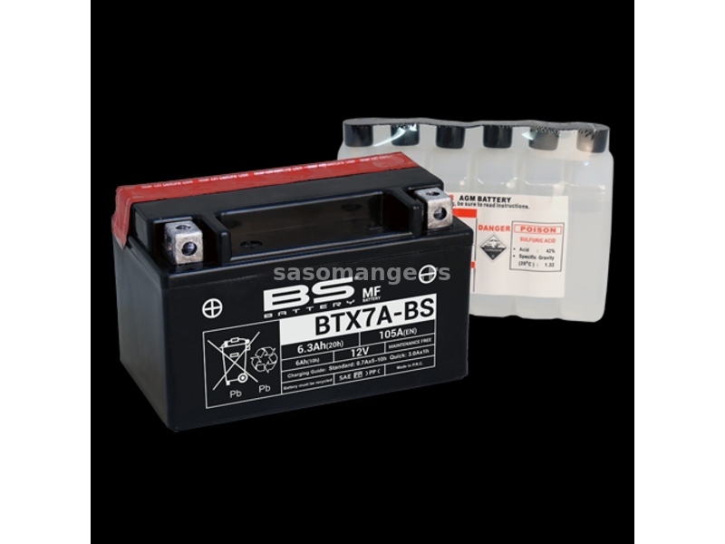 Akumulator BS 12V 6Ah l gel BTX7A-BS levi plus (150x87x93) 90A AK84