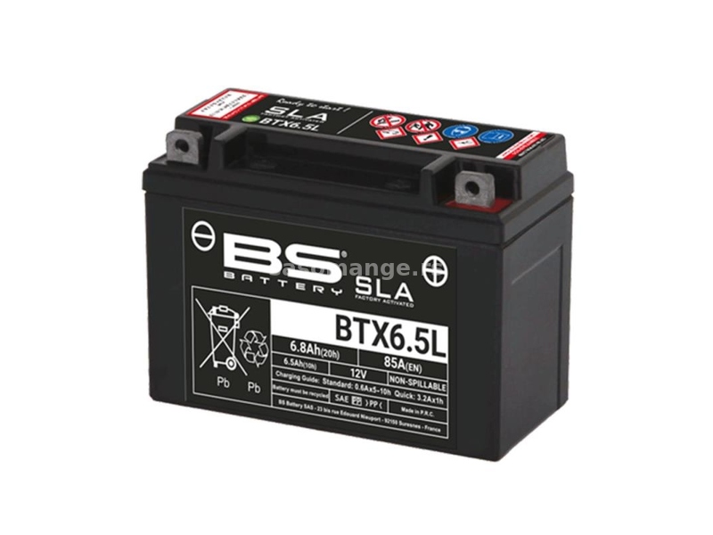 Akumulator BS 12V 6.5Ah BTX6.5L-FA desni plus (139x66x102) 85A AK55