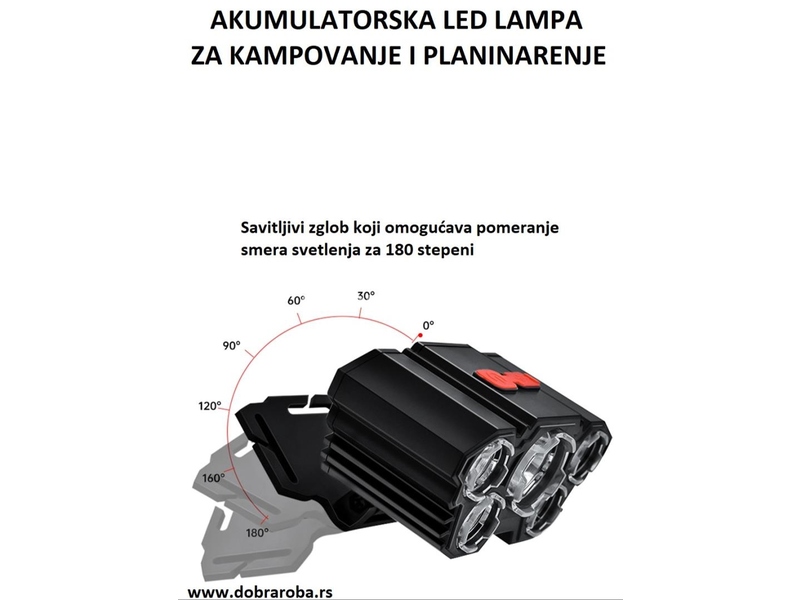 Punjiva, naglavna LED lampa za kampovanje - NOVO