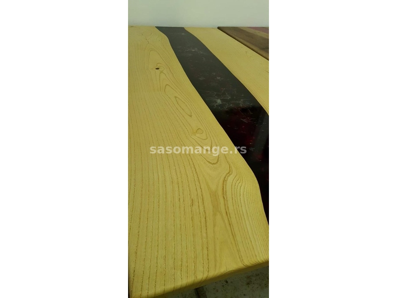 Epoxy trpezarijski sto ploca stola jasen/crveni ugalj 92×201 cm - 20% za gotovinu