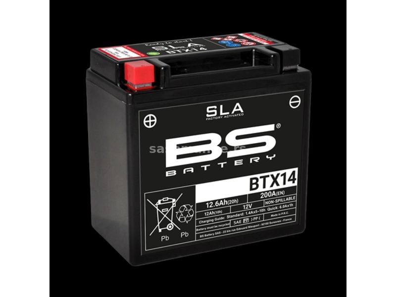 Akumulator BS 12V 12Ah gel BTX14-FA levi (150x87x145) AK38