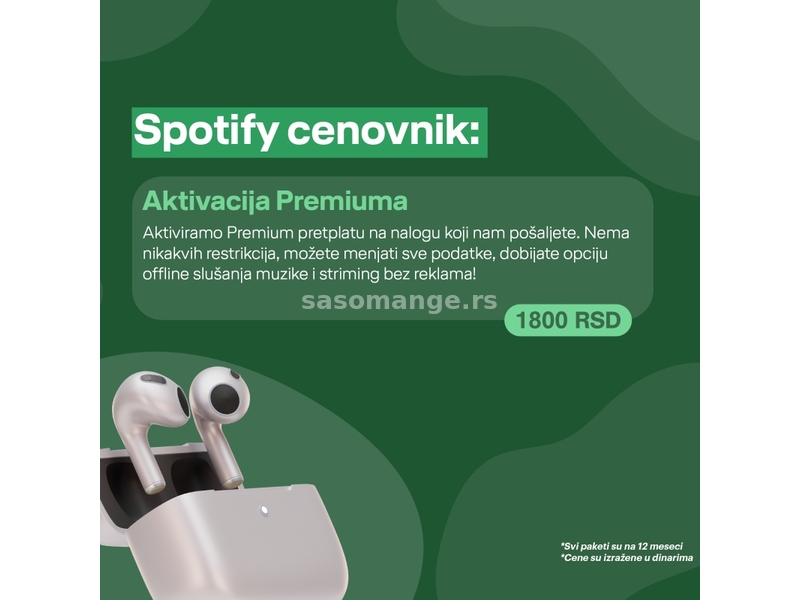 Spotify Premium 12 MESSECI VAŠ NALOG