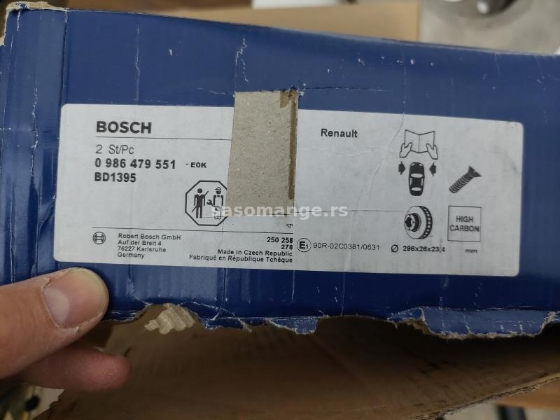 Kocioni diskovi BOSCH BD1395 / Renault (5 rupa)