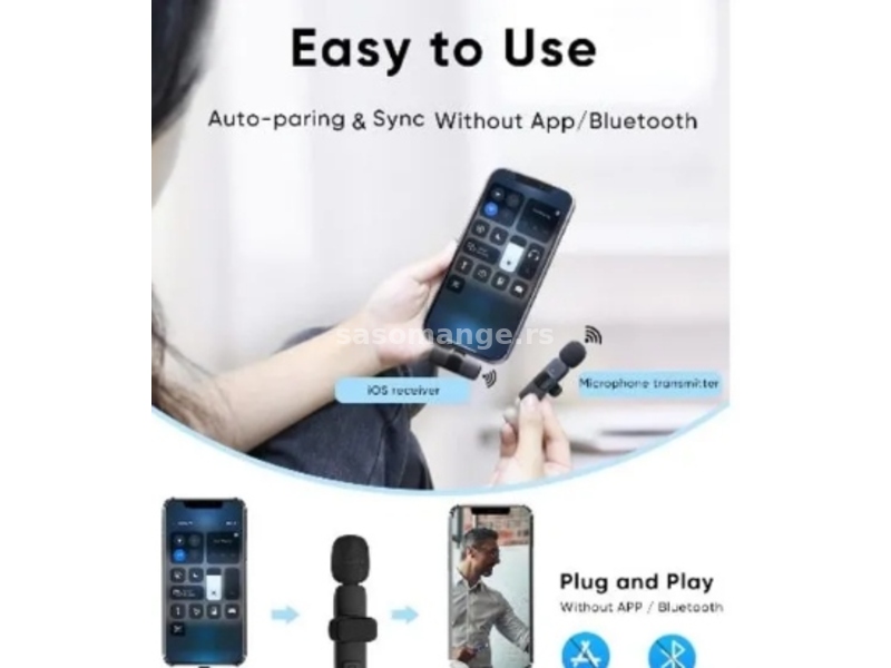 Wireless Mikrofon Microphone bežična 3u1 android i iPhone