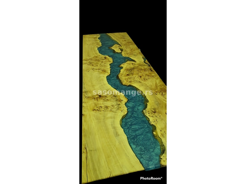 Epoxy sto – ploca stola mazer/plava reka 92×273 cm -20% za gotovinu