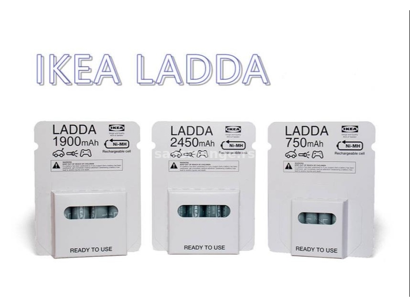 IKEA Ladda NiMH baterije Made in Japan 750/1900/2450 mAh