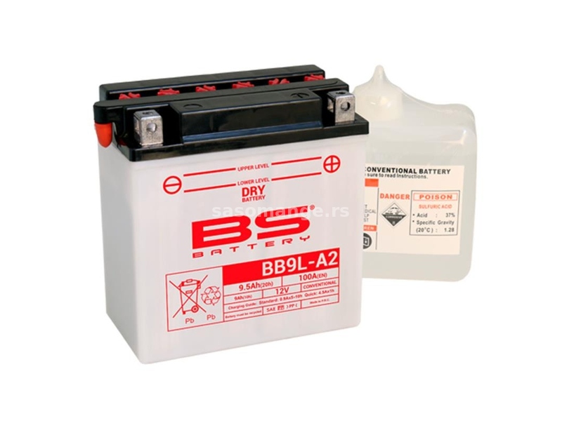 Akumulator BS 12V 9Ah sa kiselinom BB9L-A2 desni plus (135x75x139) 100A AK79