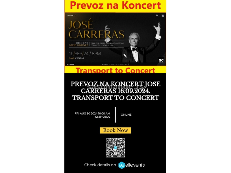 Prevoz na Koncert José Carreras 16.09.2024. iz Novog Sada