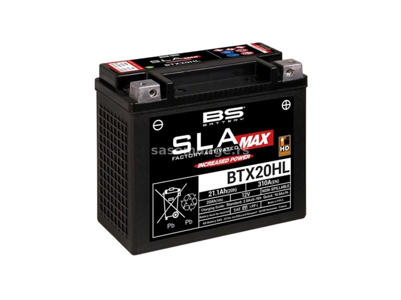 Akumulator BS 12V 20Ah SLA Max BTX20HL-FA desni plus (176x87x154) 310A AK24
